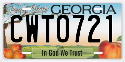 GA license plate CWT0721
