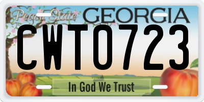 GA license plate CWT0723