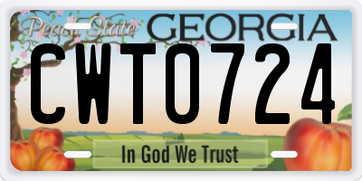 GA license plate CWT0724