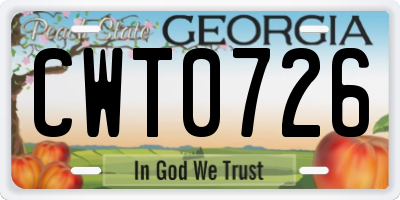 GA license plate CWT0726