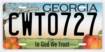 GA license plate CWT0727