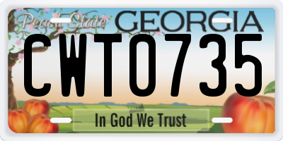 GA license plate CWT0735