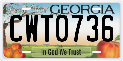 GA license plate CWT0736