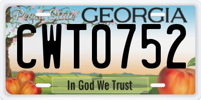 GA license plate CWT0752
