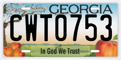 GA license plate CWT0753