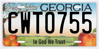 GA license plate CWT0755