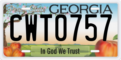 GA license plate CWT0757