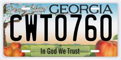 GA license plate CWT0760