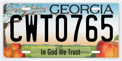 GA license plate CWT0765