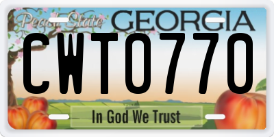 GA license plate CWT0770