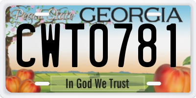 GA license plate CWT0781