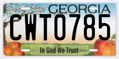 GA license plate CWT0785