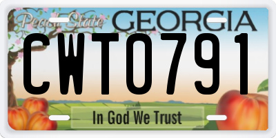 GA license plate CWT0791