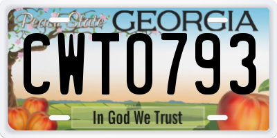 GA license plate CWT0793