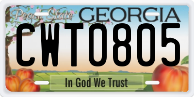 GA license plate CWT0805