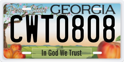 GA license plate CWT0808