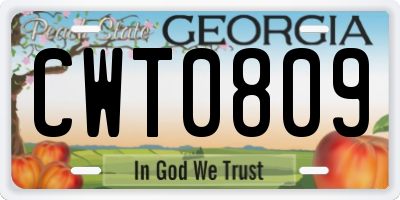 GA license plate CWT0809