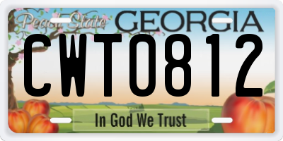 GA license plate CWT0812