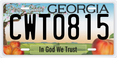 GA license plate CWT0815