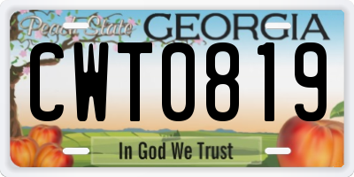 GA license plate CWT0819