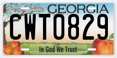 GA license plate CWT0829