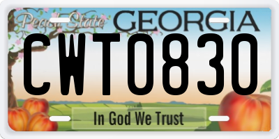 GA license plate CWT0830