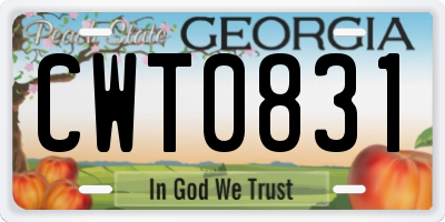 GA license plate CWT0831