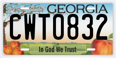 GA license plate CWT0832