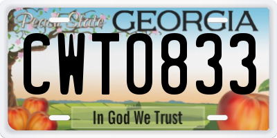 GA license plate CWT0833