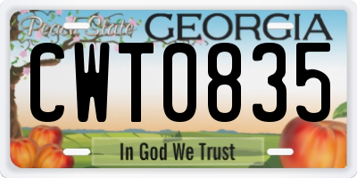 GA license plate CWT0835