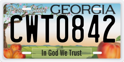 GA license plate CWT0842