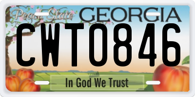 GA license plate CWT0846