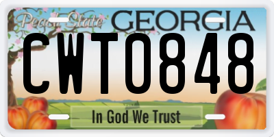 GA license plate CWT0848