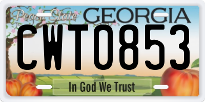 GA license plate CWT0853