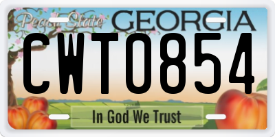 GA license plate CWT0854