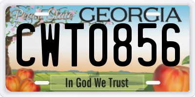 GA license plate CWT0856