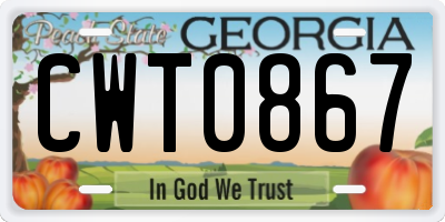 GA license plate CWT0867