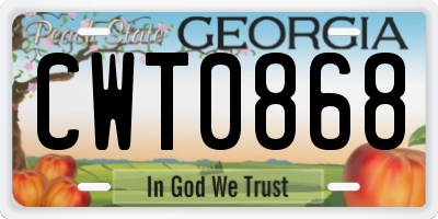 GA license plate CWT0868