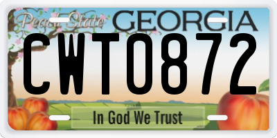 GA license plate CWT0872