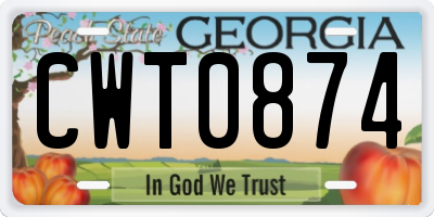 GA license plate CWT0874