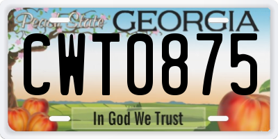 GA license plate CWT0875