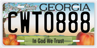 GA license plate CWT0888