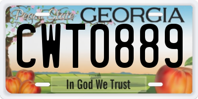 GA license plate CWT0889