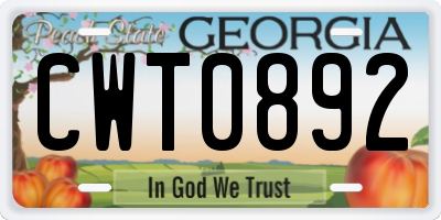 GA license plate CWT0892