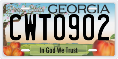 GA license plate CWT0902