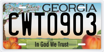 GA license plate CWT0903