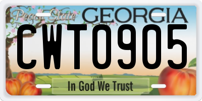 GA license plate CWT0905