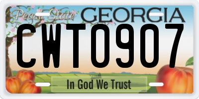 GA license plate CWT0907