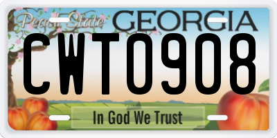 GA license plate CWT0908