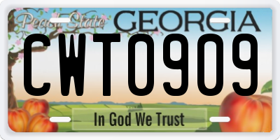 GA license plate CWT0909